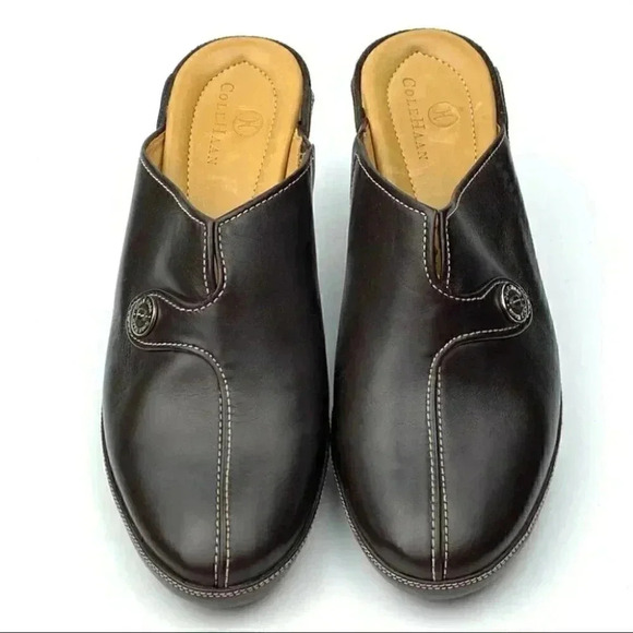 Cole haan mules size 6.5 brown leather split toe - Picture 2 of 11